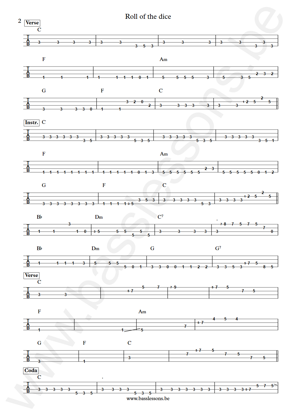 Bruce Springsteen Roll of the dice Randy Jackson Bass Tabs part 2