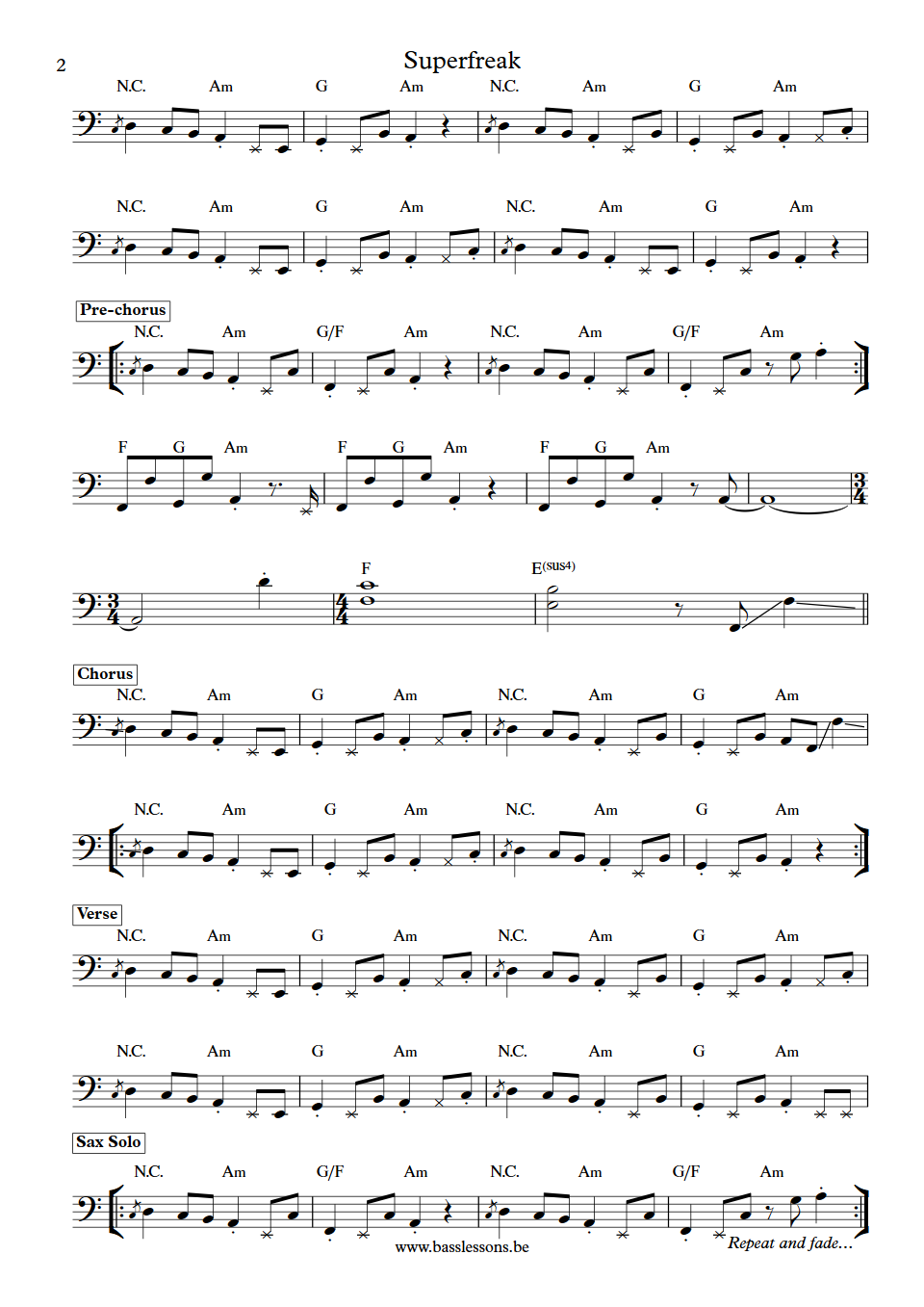 Rick James Super Freak bass transcription part 2