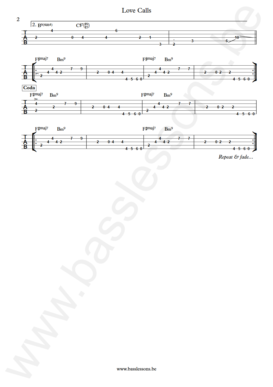 Kem Love Calls Fred Rodriguez Robinson Bass Tabs part 2