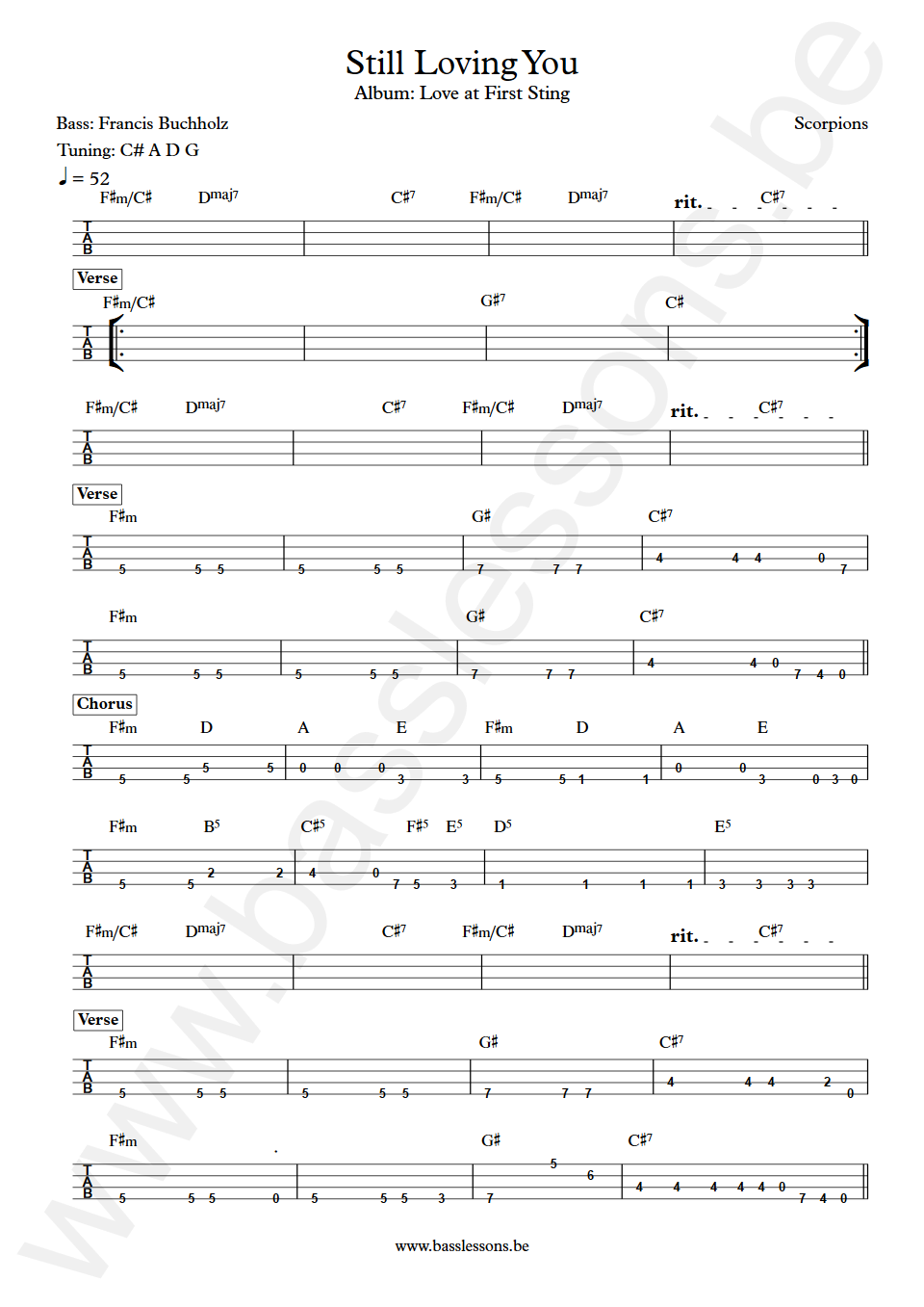 Scorpions Still Loving You Francis Buchholz Bass Tabs