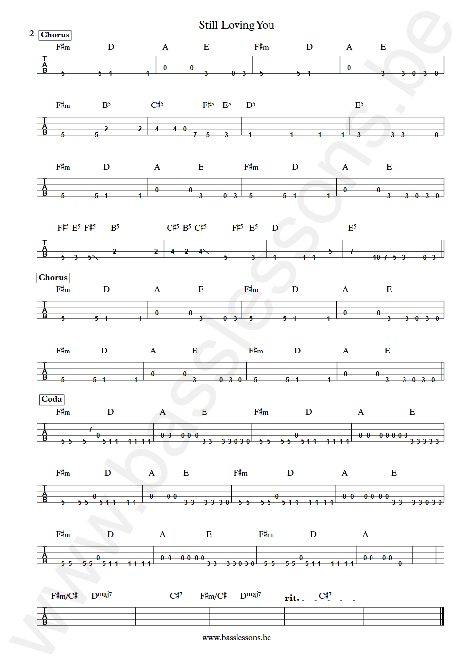 Scorpions Still Loving You Francis Buchholz Bass Tabs part 2