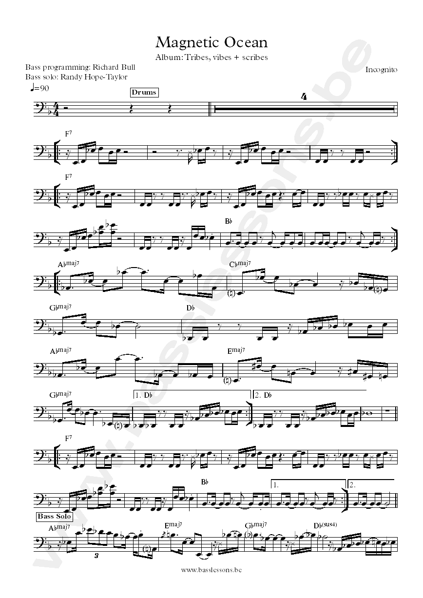 Incognito magnetic ocean bass transcription