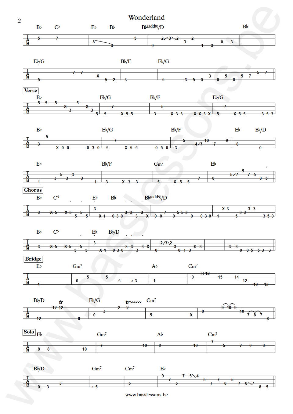 Paul Young Wonderland Pino Palladino Bass Tabs part 2