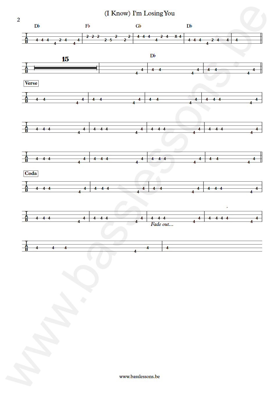 Rare Earth (I Know) I'm Losing You John Persh Bass Tabs part 2