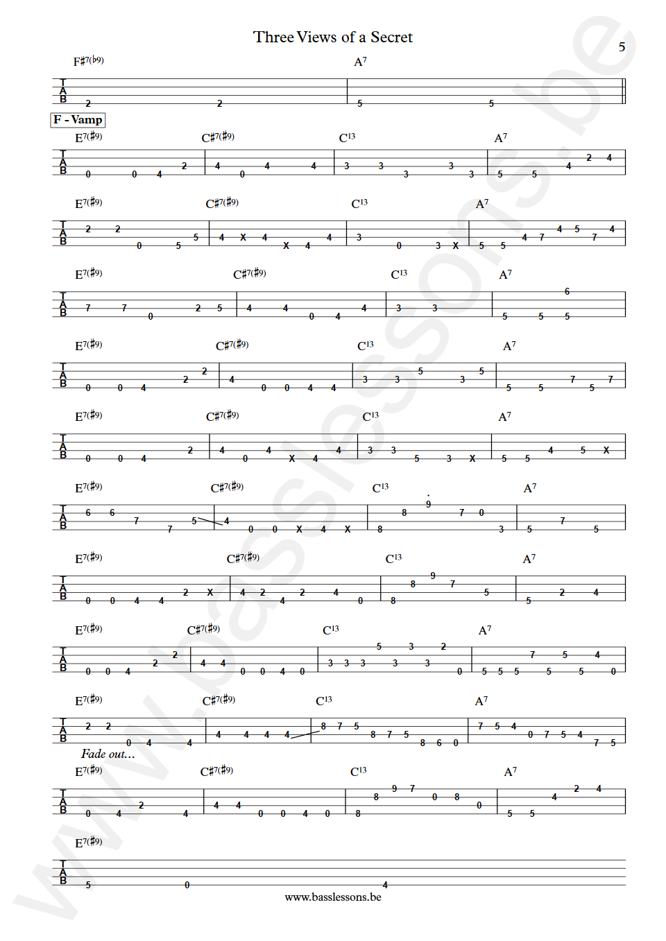 Bob Mintzer Three Views of a Secret Jeff Andrews Bass Tabs part 5