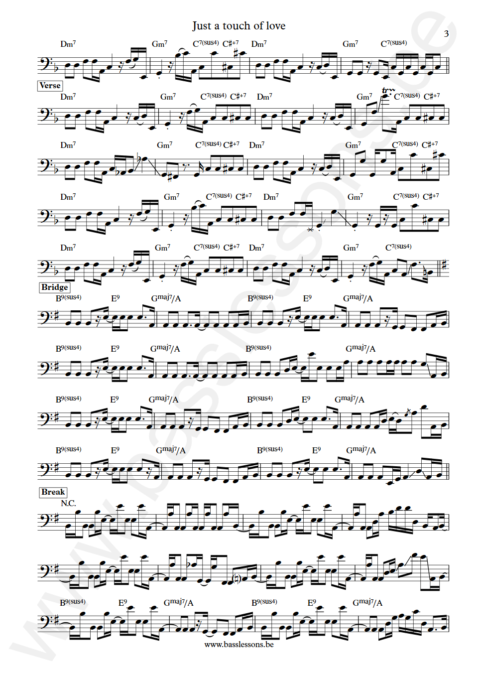 Slave Just a touch of love Mark Adams Bass Transcription part 3