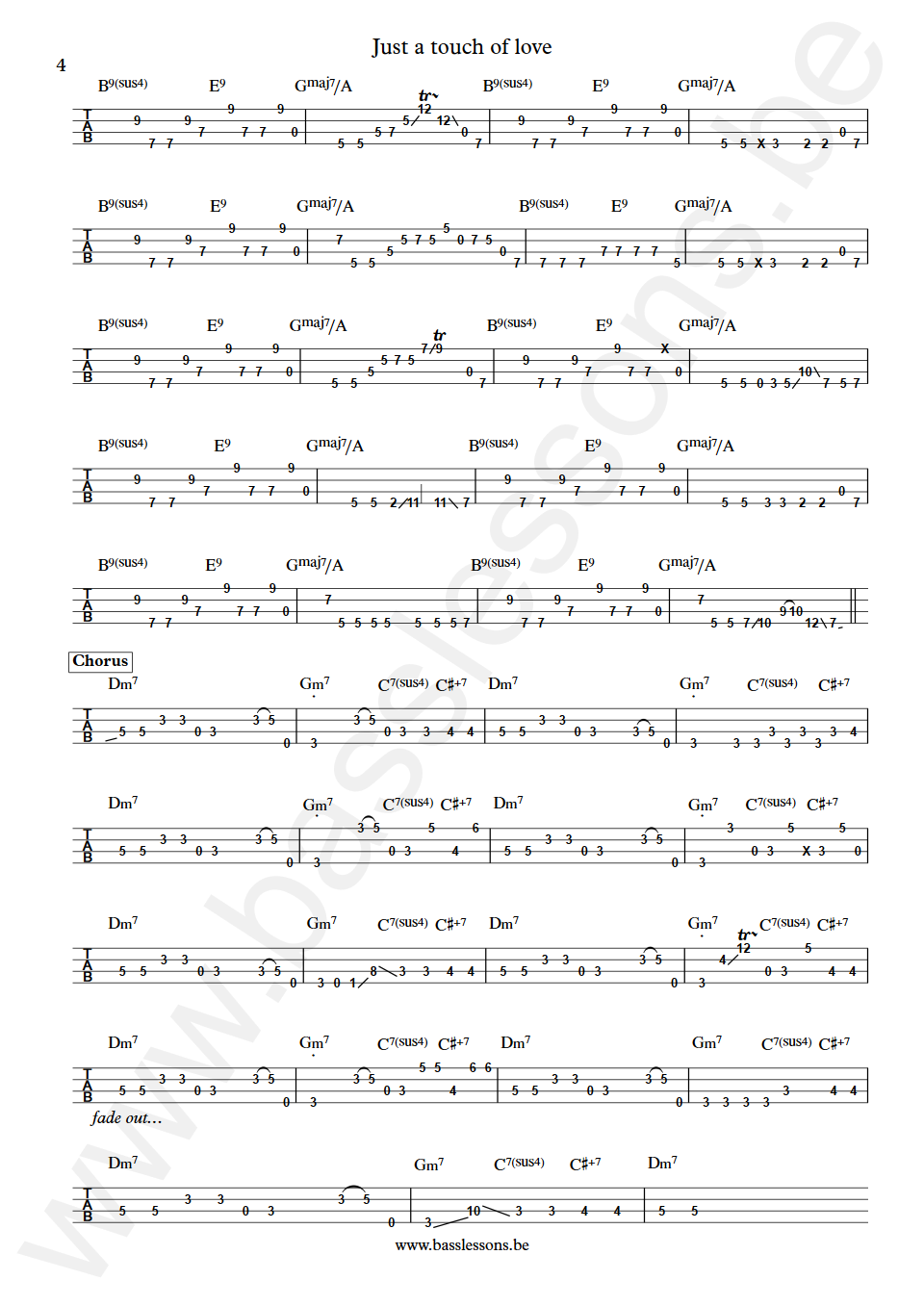 Slave Just a touch of love Mark Adams Bass Tabs part 4