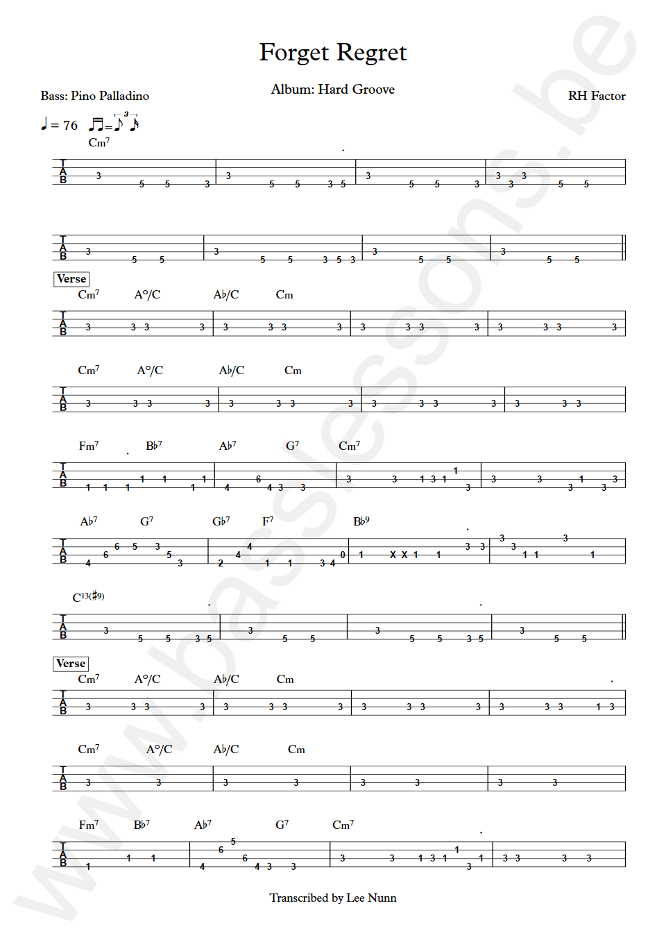 RH Factor Forget Regret Pino Palladino Bass Tabs