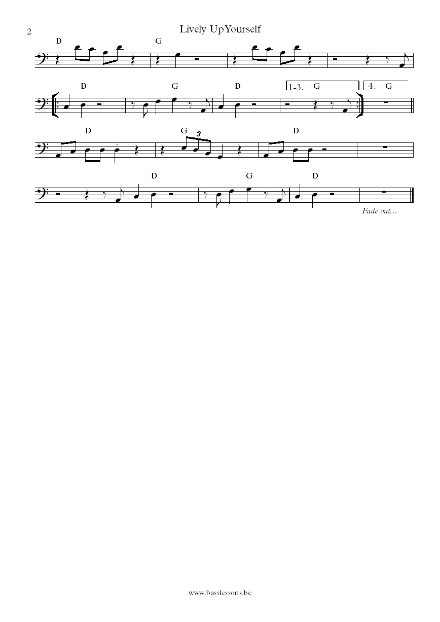 Bob Marley lively up yourself bass transcription part 2