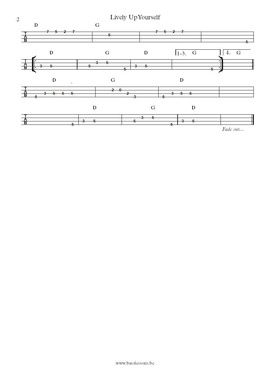 Bob Marley lively up yourself bass tab part 2