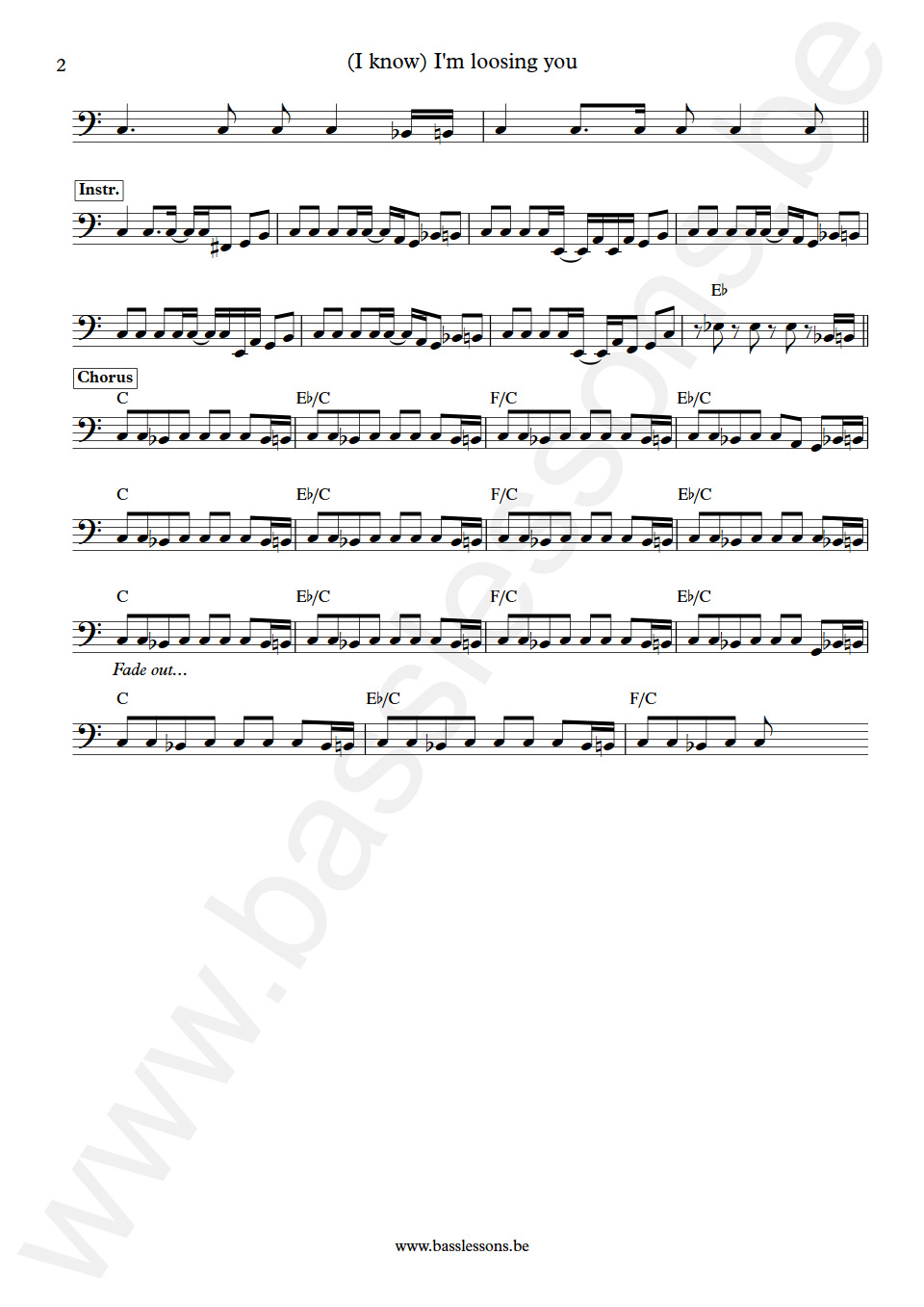 The Temptations I know Im losing you James Jamerson Bass Transcription part 2