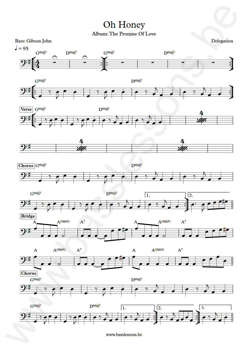 Delegation Oh Honey Gibson John Bass Transcription