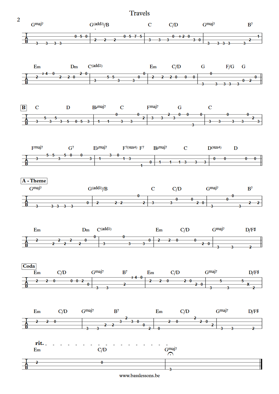 Pat Metheny Group Travels Steve Rodby Bass Tabs part 2