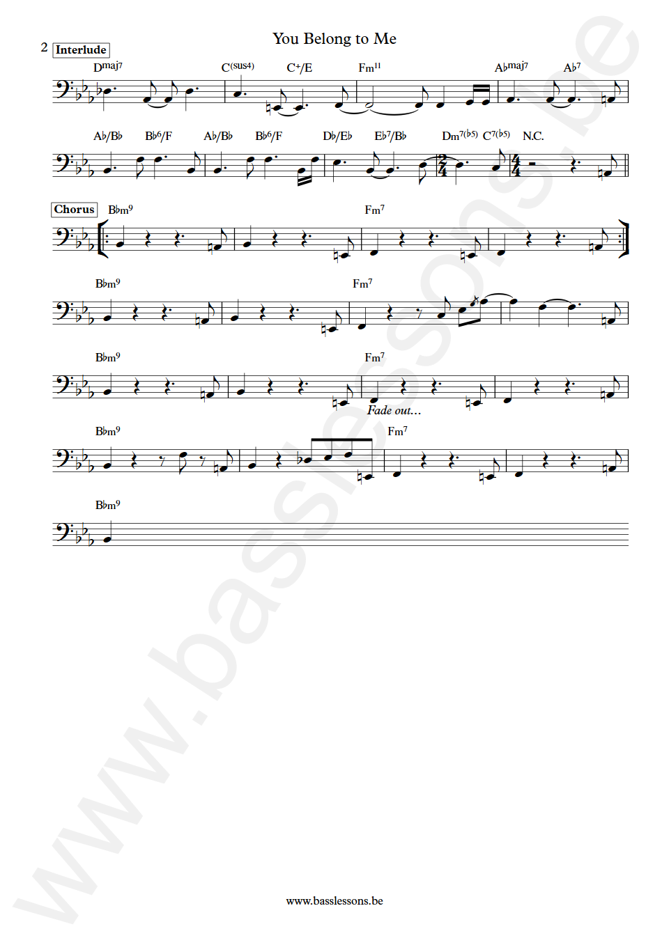 Doobie Brothers You Belong to Me Tiran Porter Bass Transcription part 2