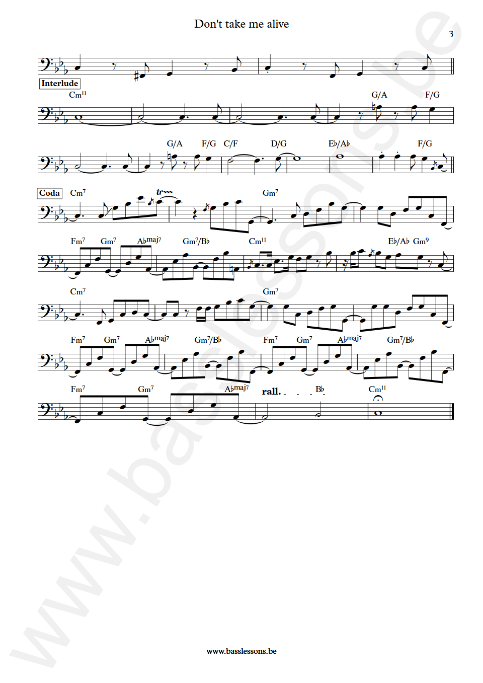 Steely Dan Don't take me alive Chuck Rainey Bass Transcription part 3