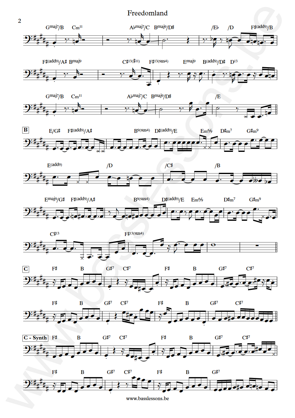 Yellowjackets Freedomland Jimmy Haslip Bass Transcription part 2