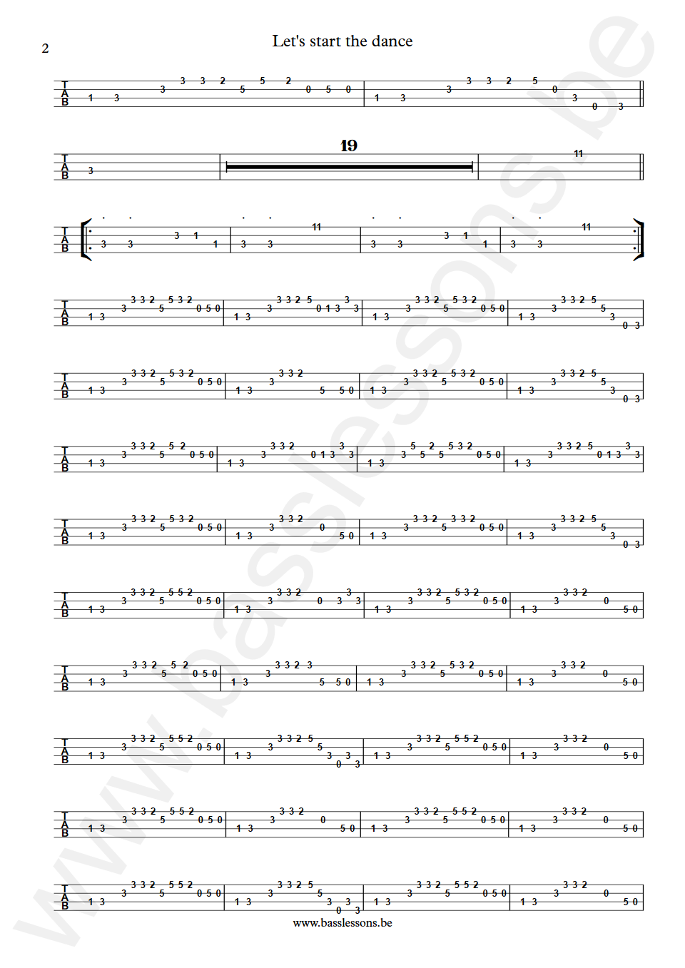 Bohannon Let's start the dance Bass Tab part 2