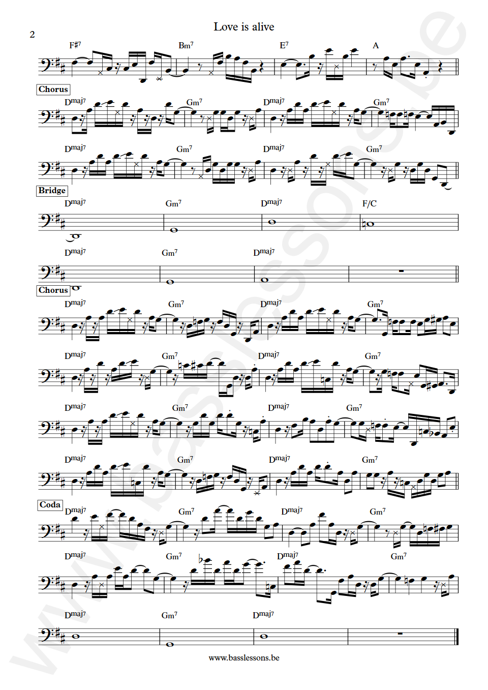 Alain Clark Love is alive Pino Palladino Bass Transcription part 2