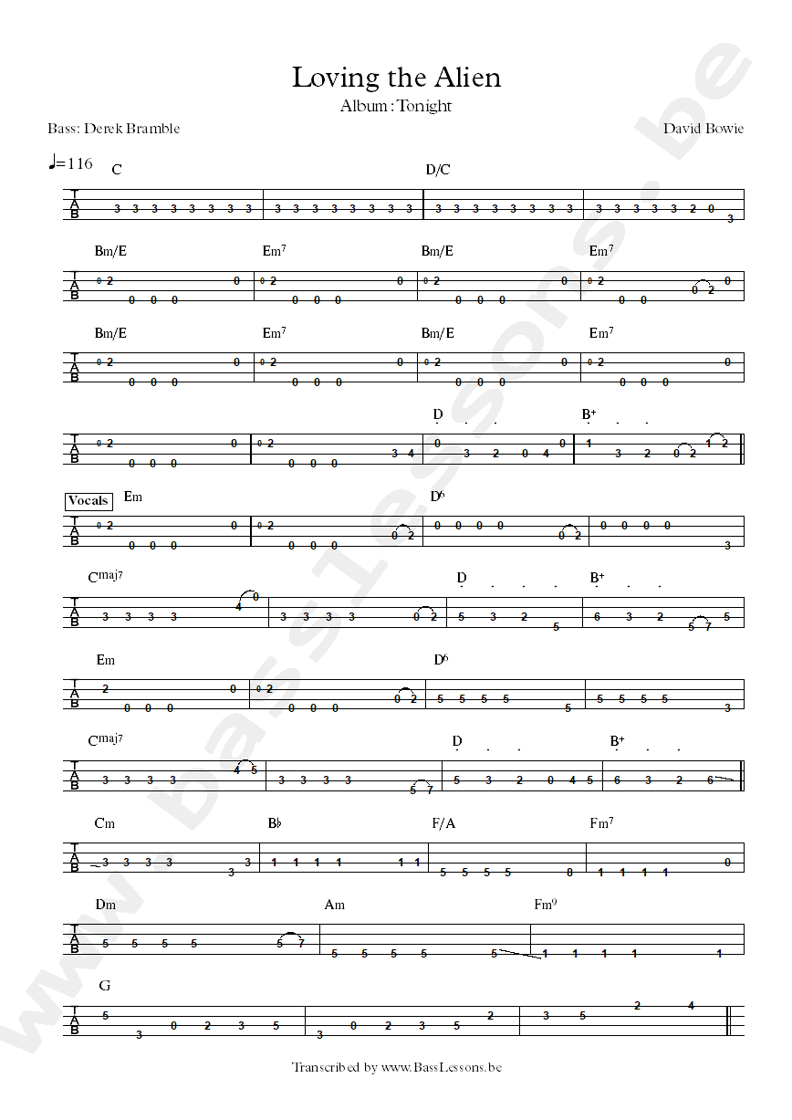 David Bowie loving the alien bass tab