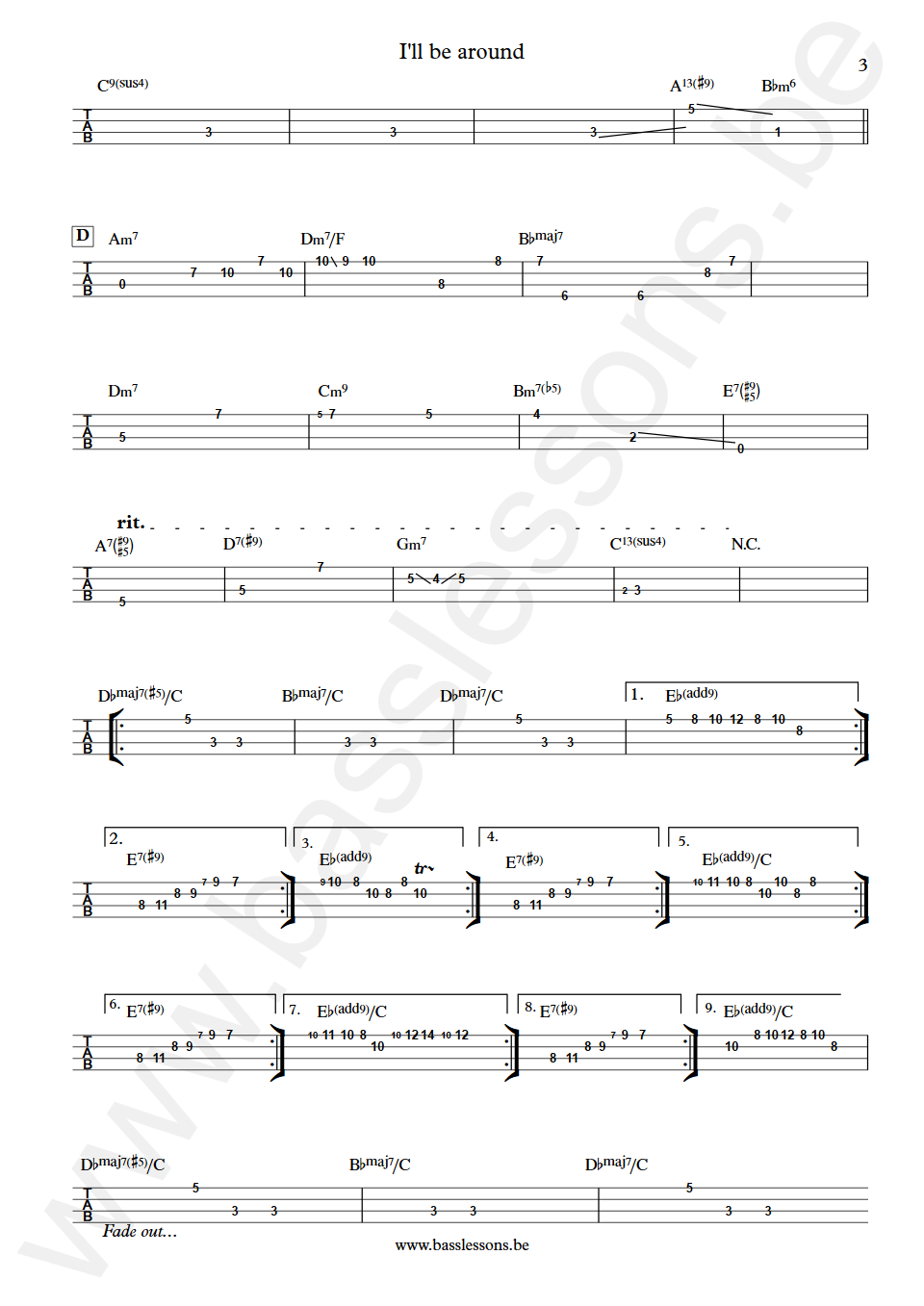 Chaka Khan Ill be around Marcus Miller  Bass Tabs part 3
