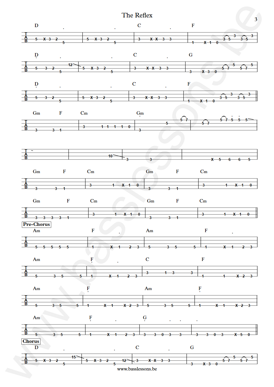 Duran Duran The reflex John Taylor Bass Tabs part 3