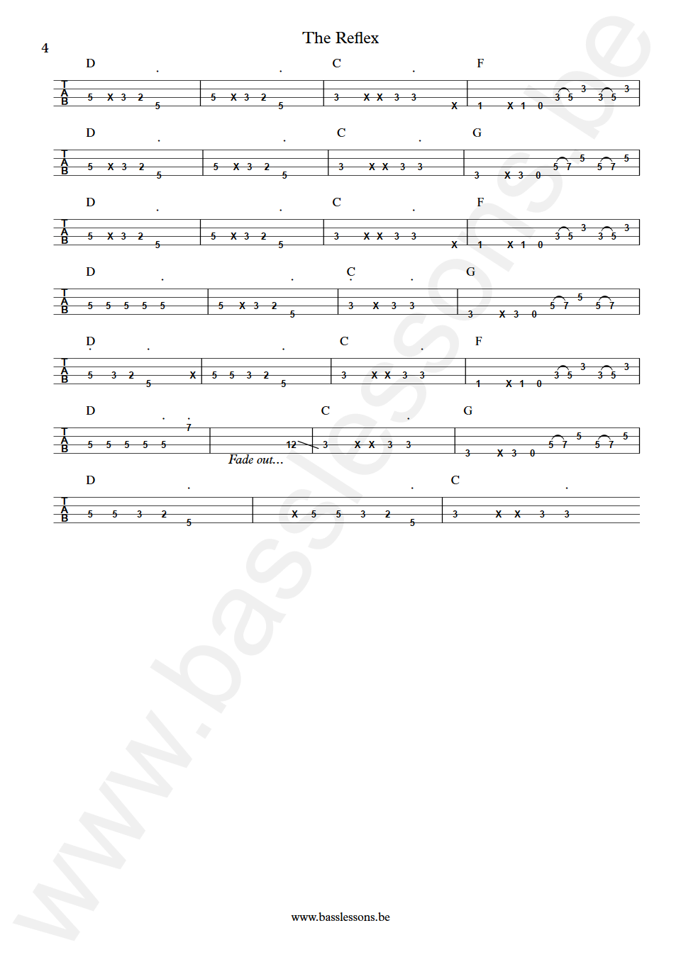 Duran Duran The reflex John Taylor Bass Tabs part 4