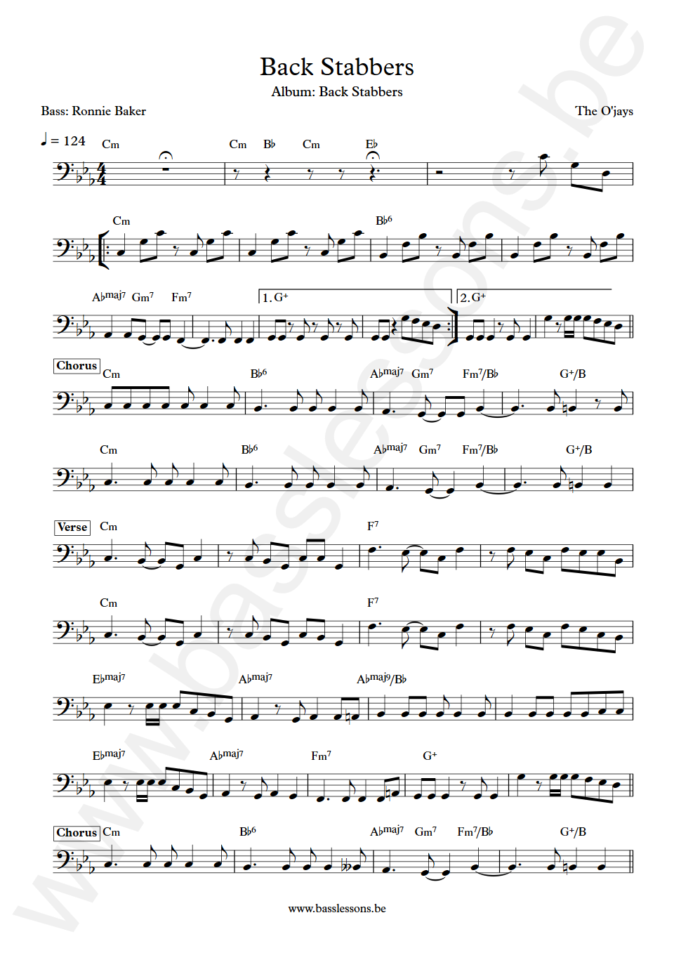 The O'jays Back Stabbers Ronnie Baker Bas Transcriptie