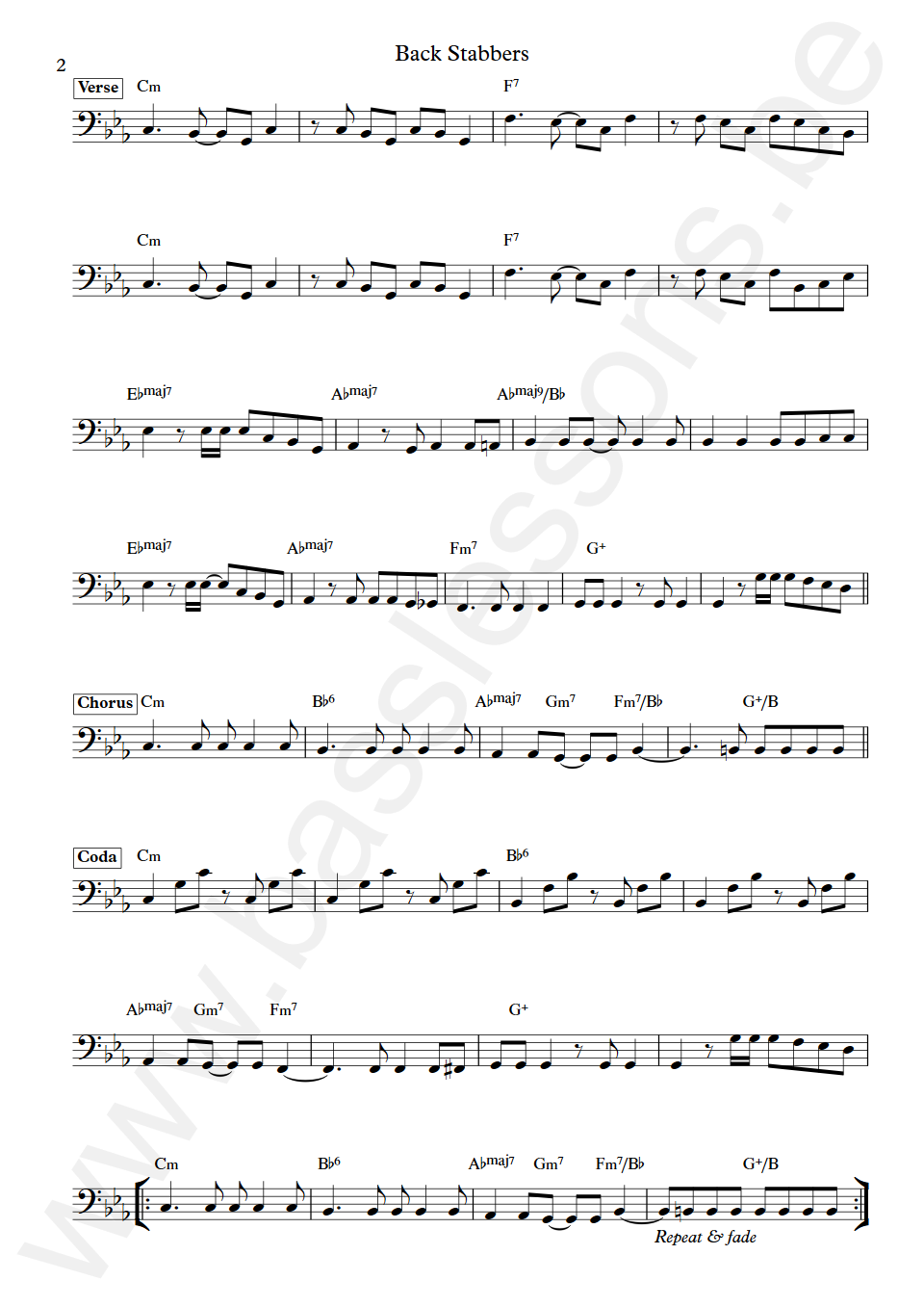 The O'jays Back Stabbers Ronnie Baker Bas Transcriptie deel 2