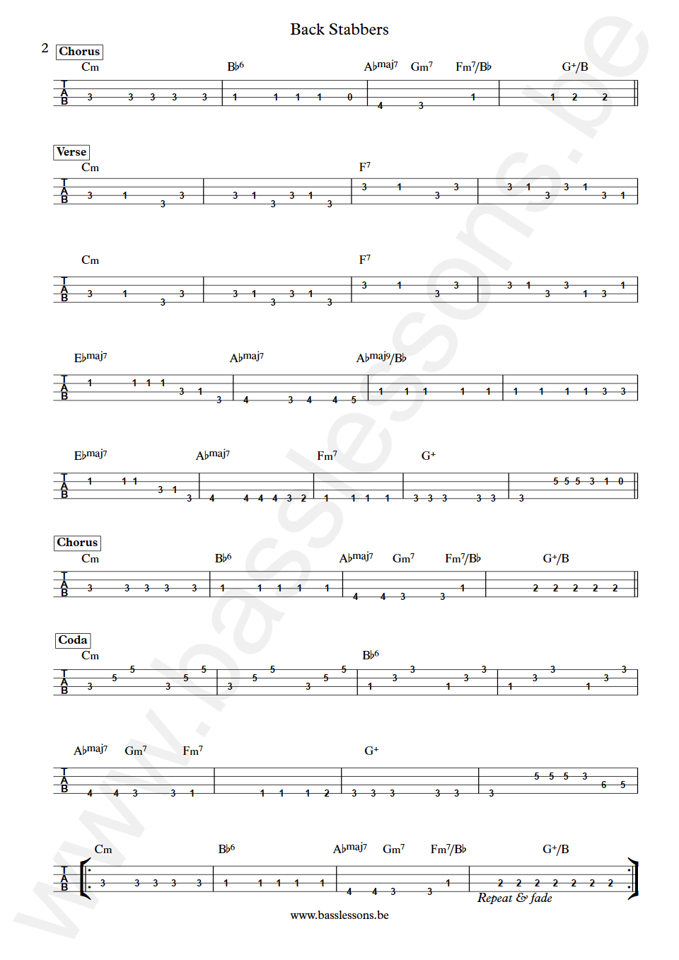 The O'jays Back Stabbers Ronnie Baker Bass Tabs deel 2