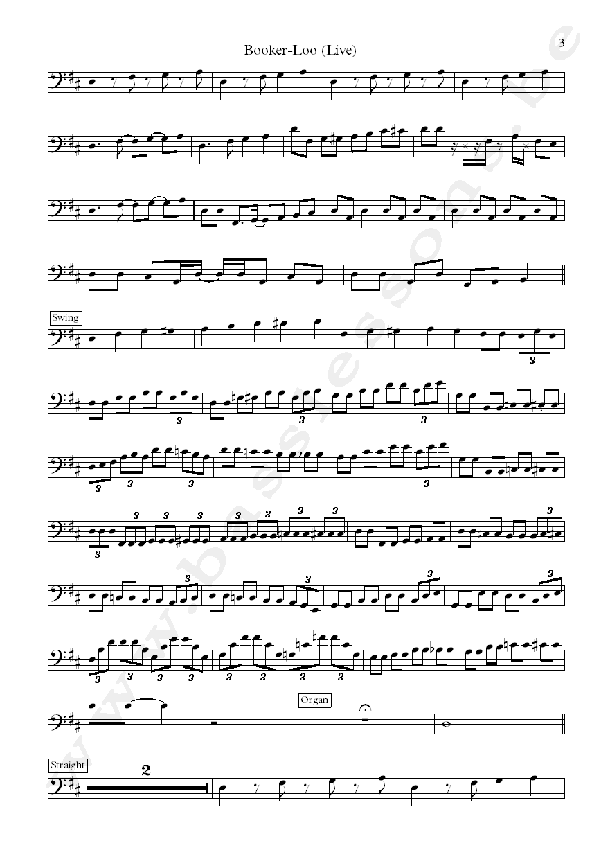 Booker T Booker Loo Donald Duck Dunn bass transcription part 3