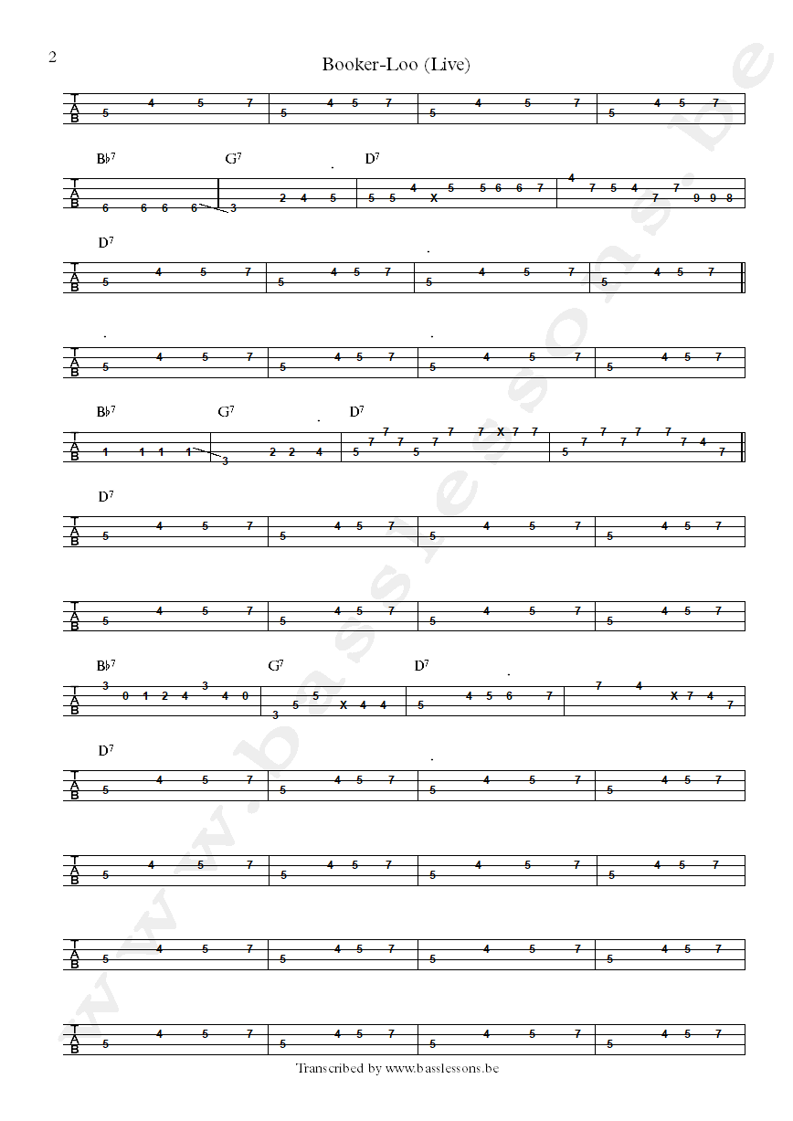 Booker T Booker Loo Donald Duck Dunn bass tab part 2
