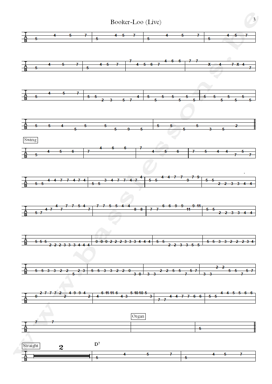 Booker T Booker Loo Donald Duck Dunn bass tab part 3
