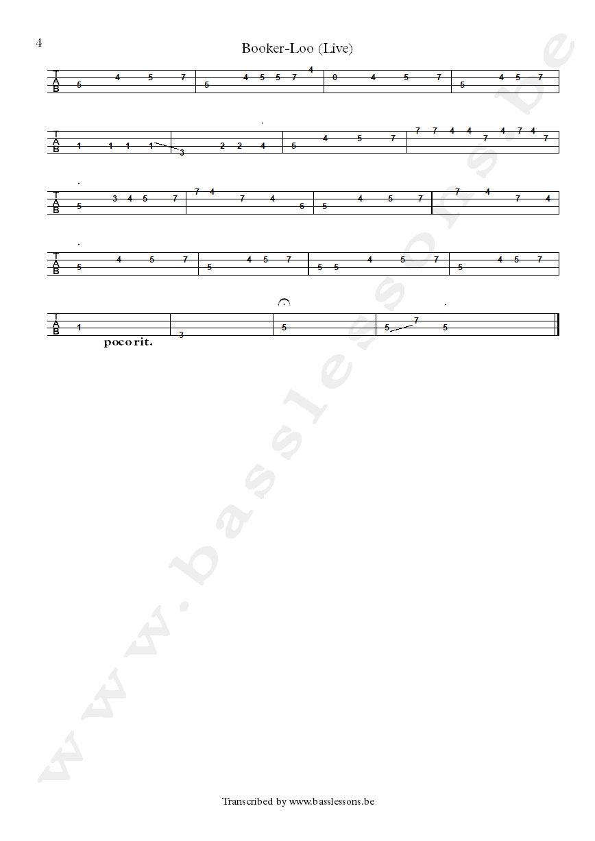 Booker T Booker Loo Donald Duck Dunn bass tab part 4