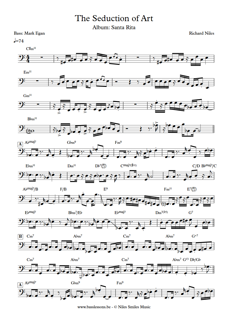 Richard Niles The Seduction of Art Mark Egan Bas Transcriptie