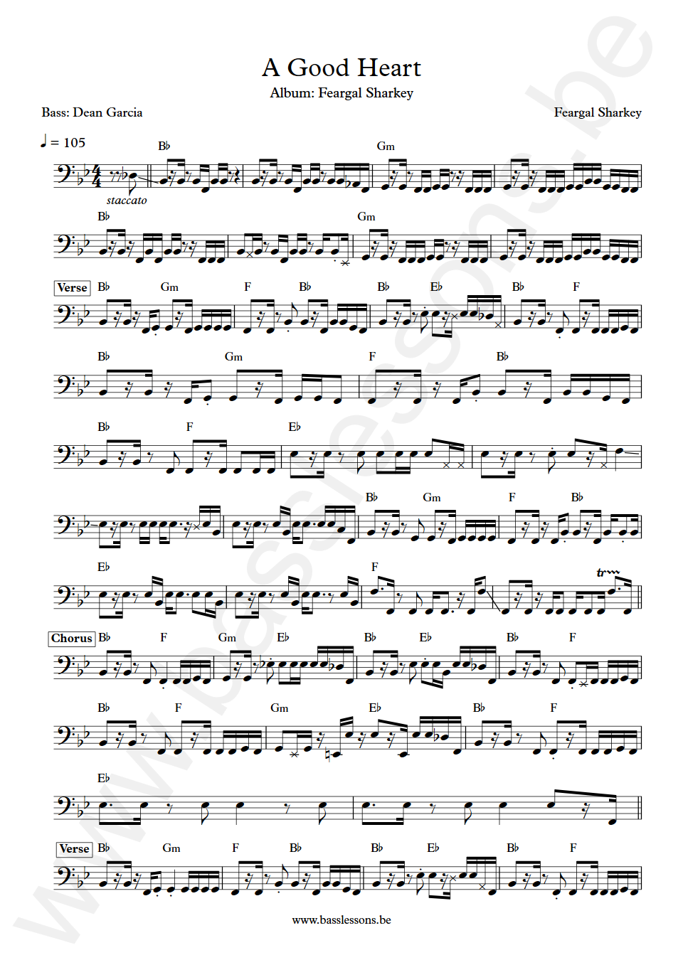 Feargal Sharkey A Good Heart Dean Garcia Bas Transcriptie