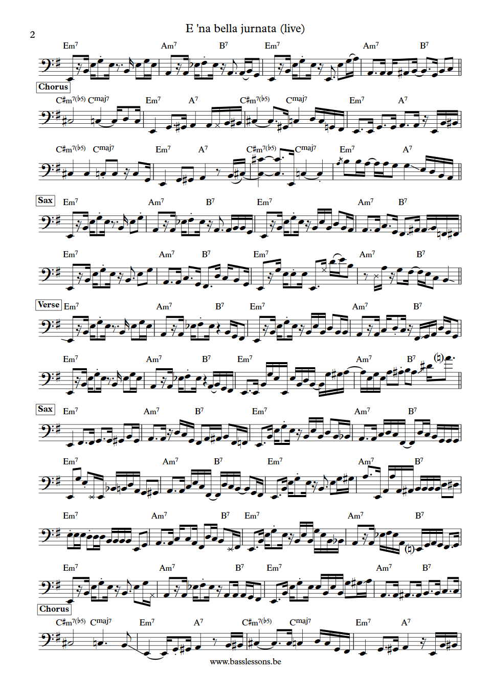 James Senese E na bella jurnata Gigi De Rienzo Bass Transcription part 2