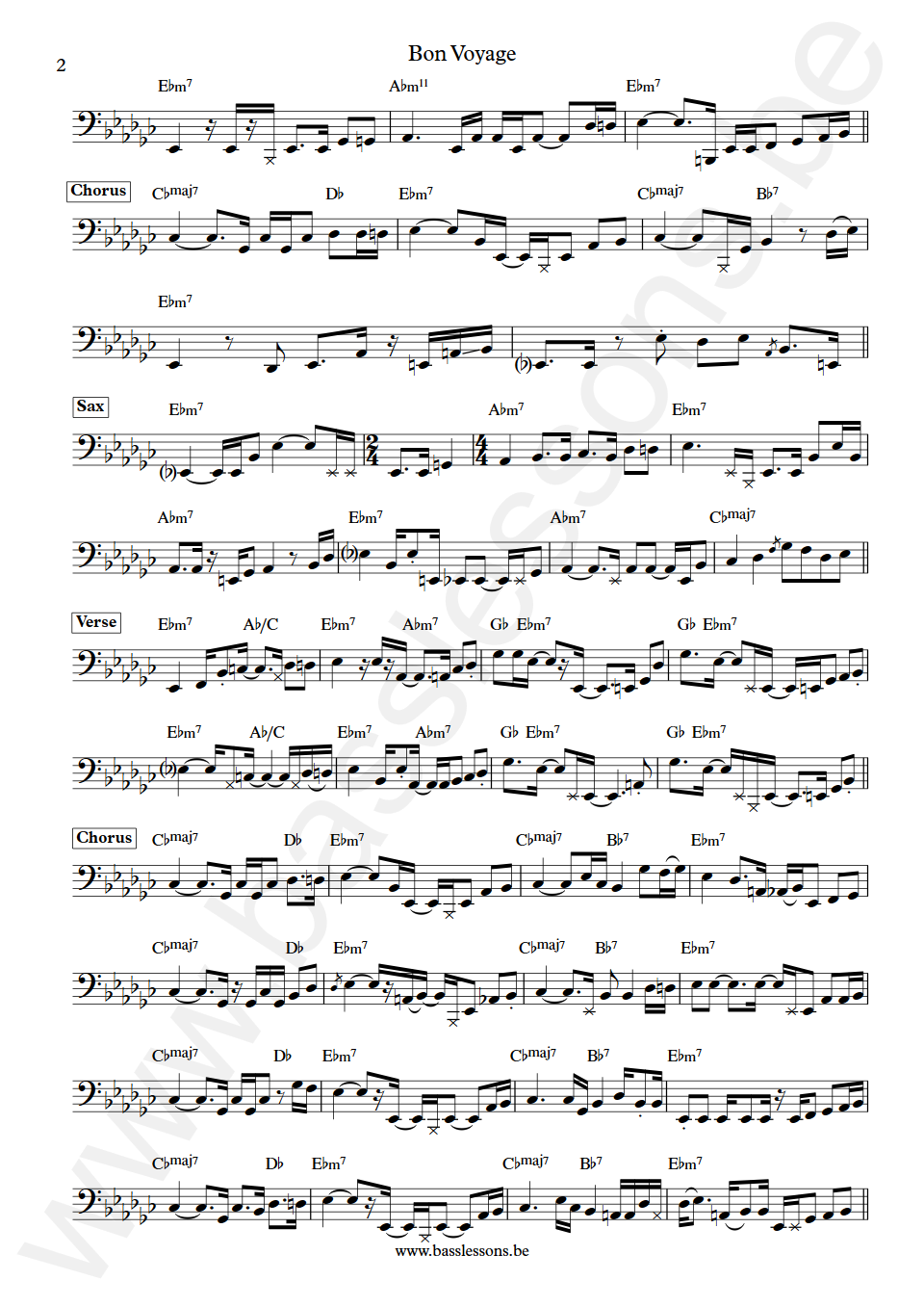 James Senese Bon Voyage Gigi De Rienzo Bass Transcription part 2