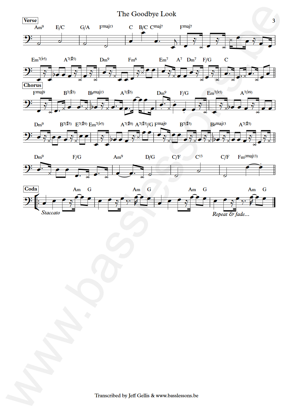 Donald Fagen The Goodbye Look Marcus Miller Bass Transcription part 3