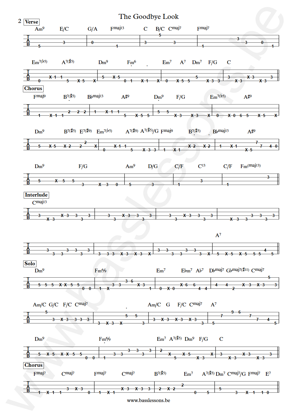 Donald Fagen The Goodbye Look Marcus Miller Bass Tab part 2