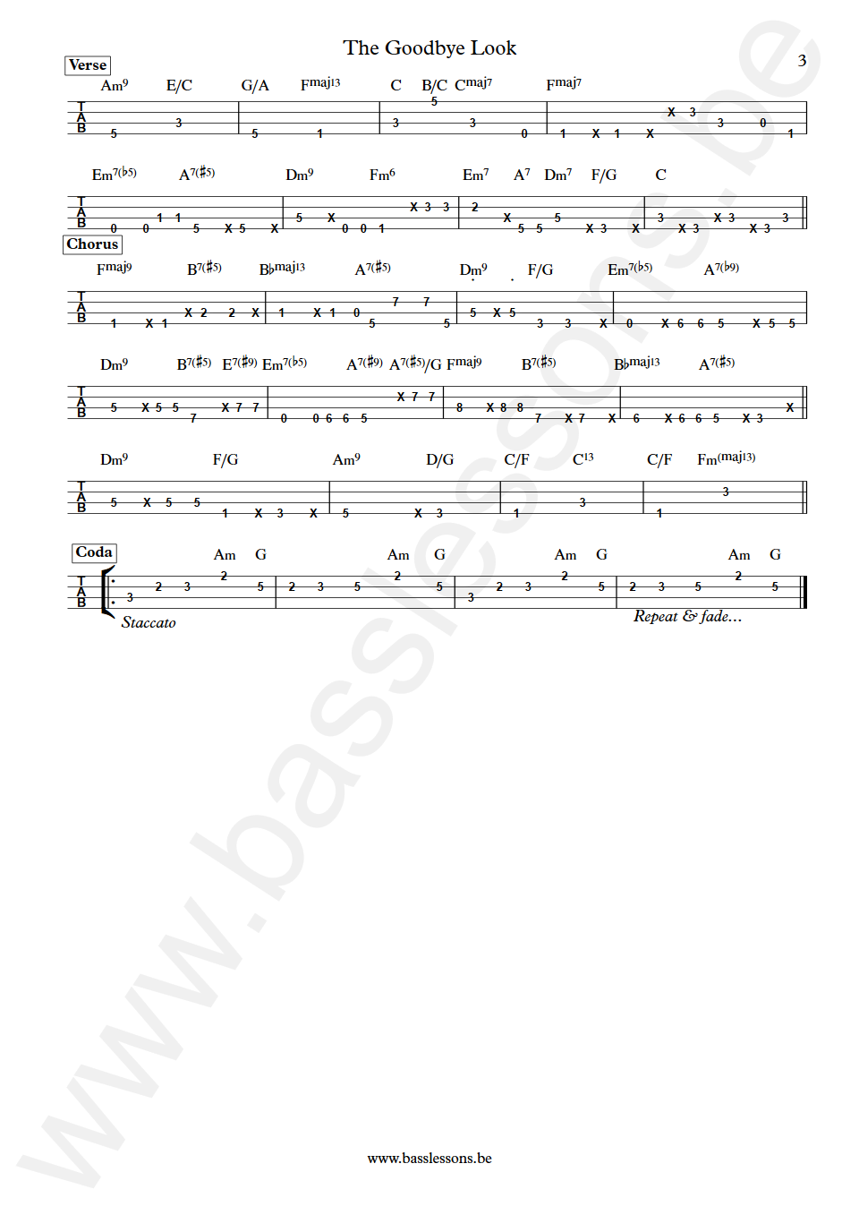 Donald Fagen The Goodbye Look Marcus Miller Bass Tab part 3