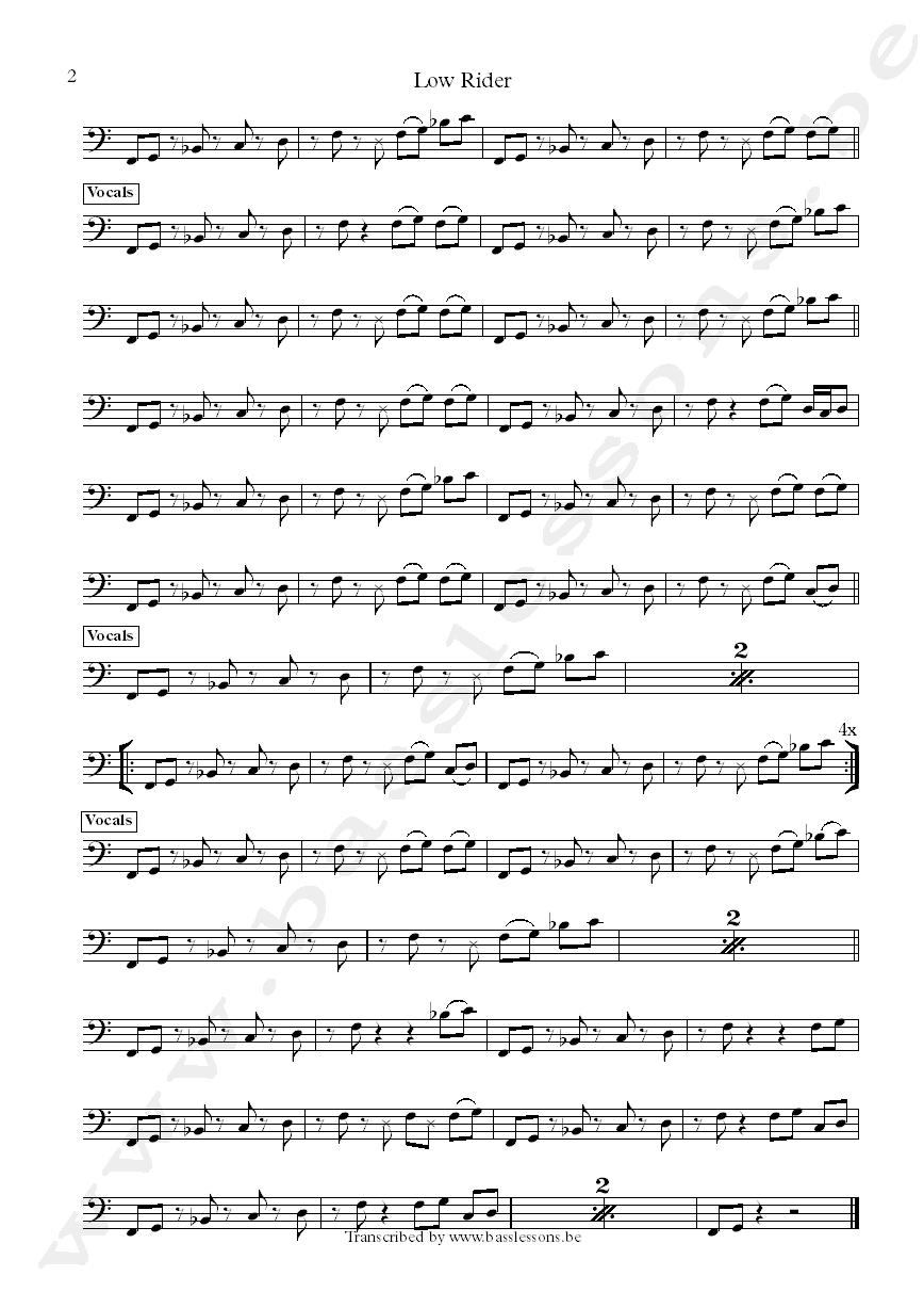 War low rider bass transcription part 2
