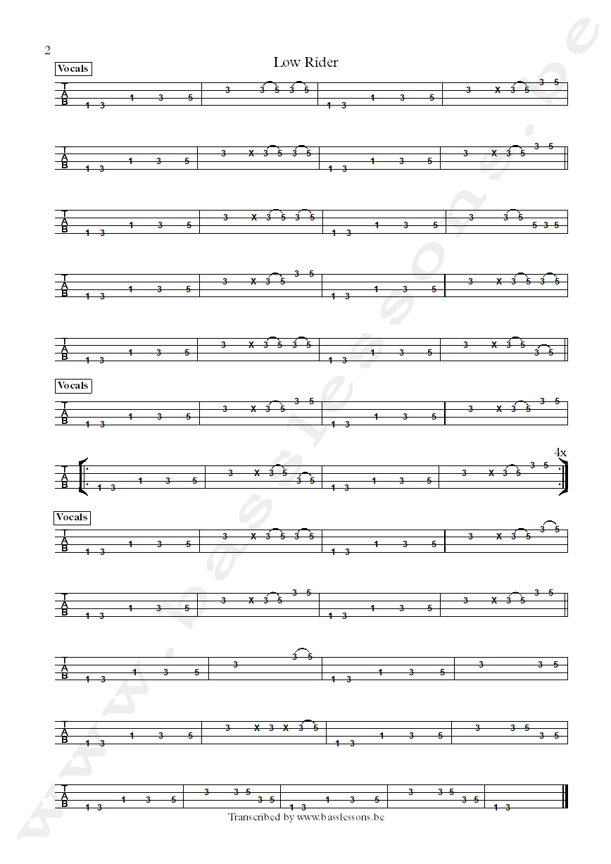 War low rider bass tab part 2