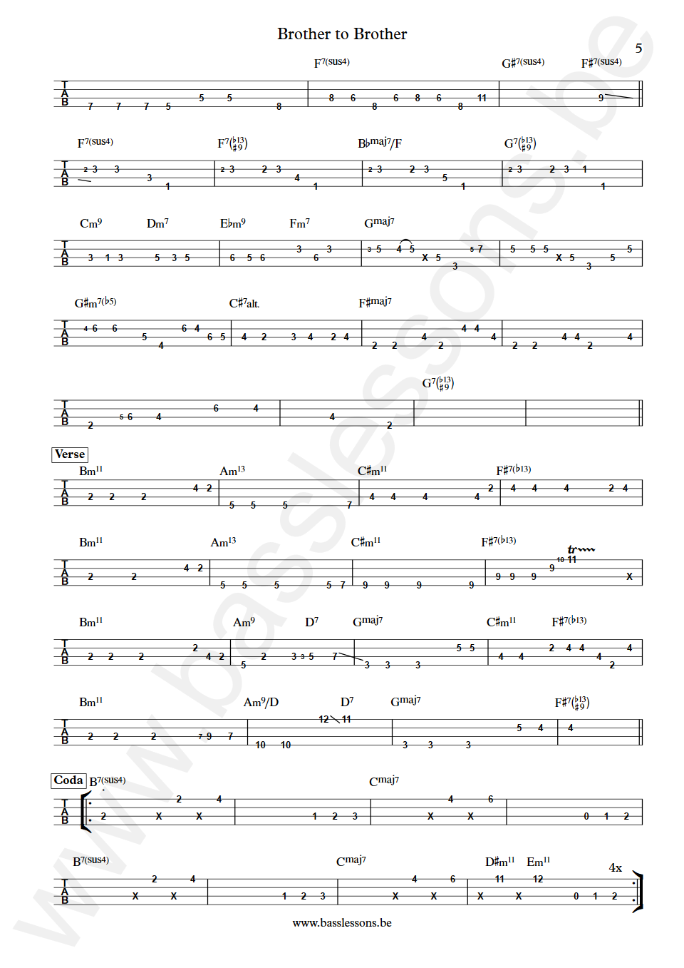 Gino Vanelli Brother to Brother Jimmy Haslip  Bass Tab deel 5