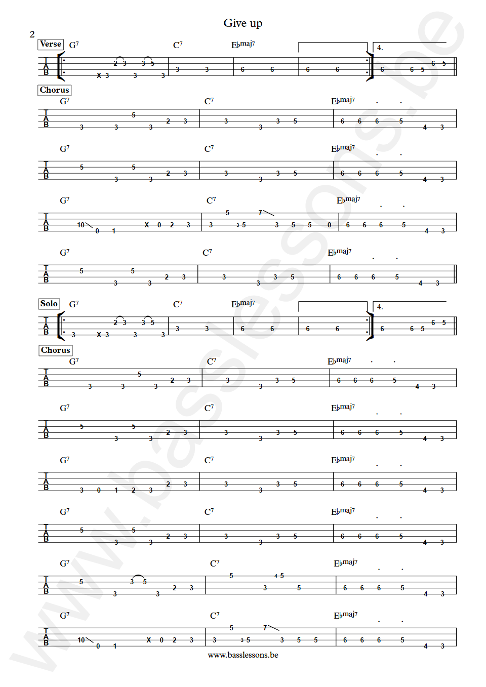 Diana Ross Give up Bernard Edwards Bass Tabs part 2