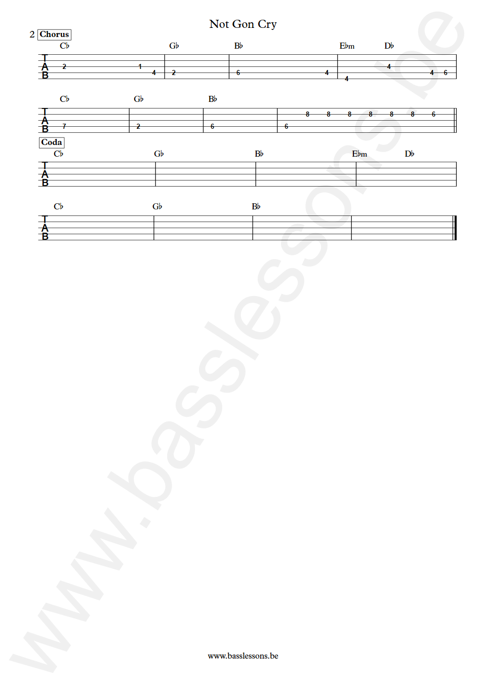 Lykke Li Not Gon Cry Bass Synth Tab part 2