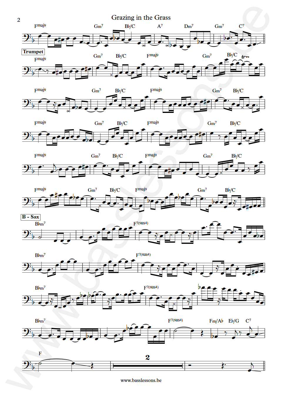 Boney James & Rick Braun Grazing in the Grass Larry Kimpel Bass Transcription part 2