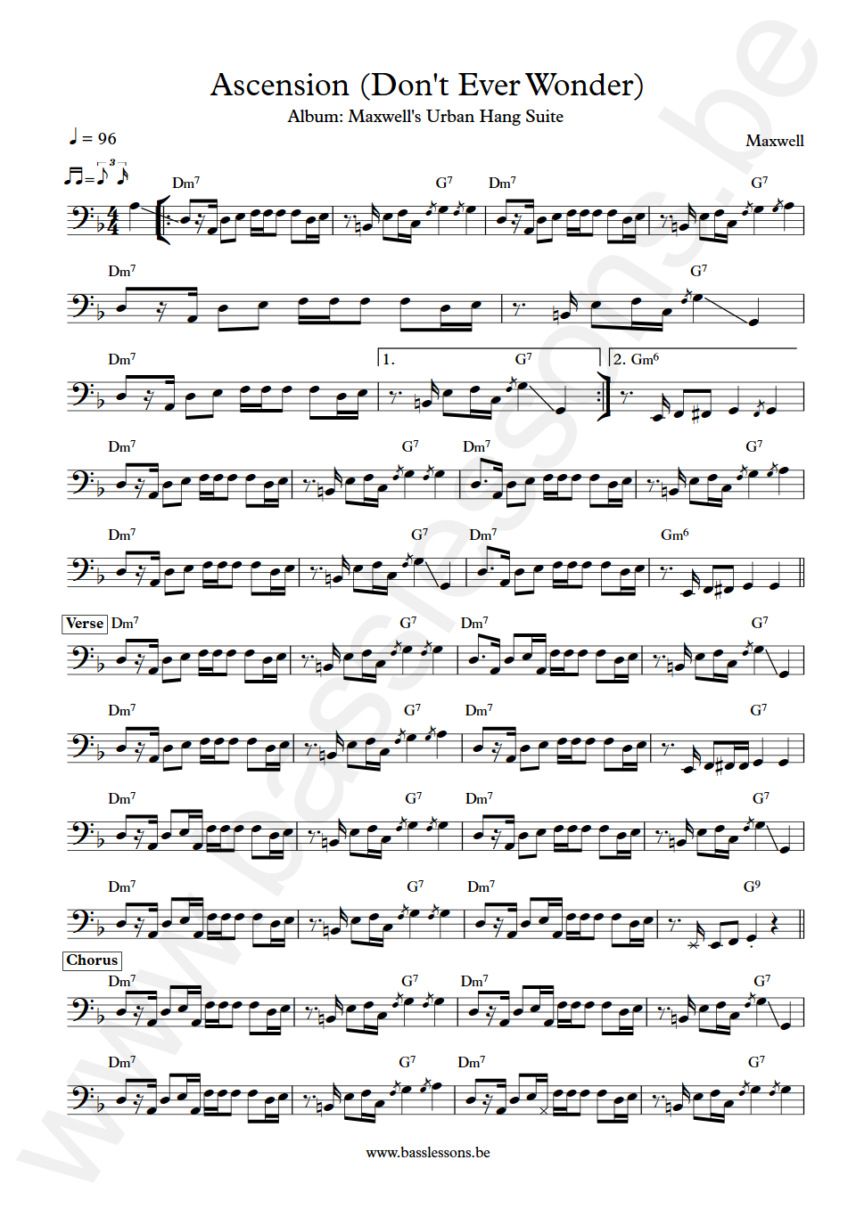 Maxwell Ascension (Don't Ever Wonder) Bas Transcriptie