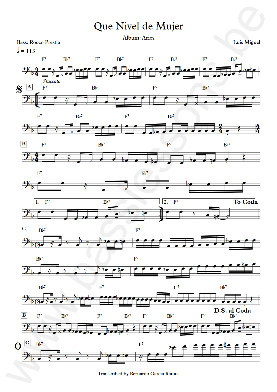 Luis Miguel Francis Rocco Prestia Bas Transcriptie