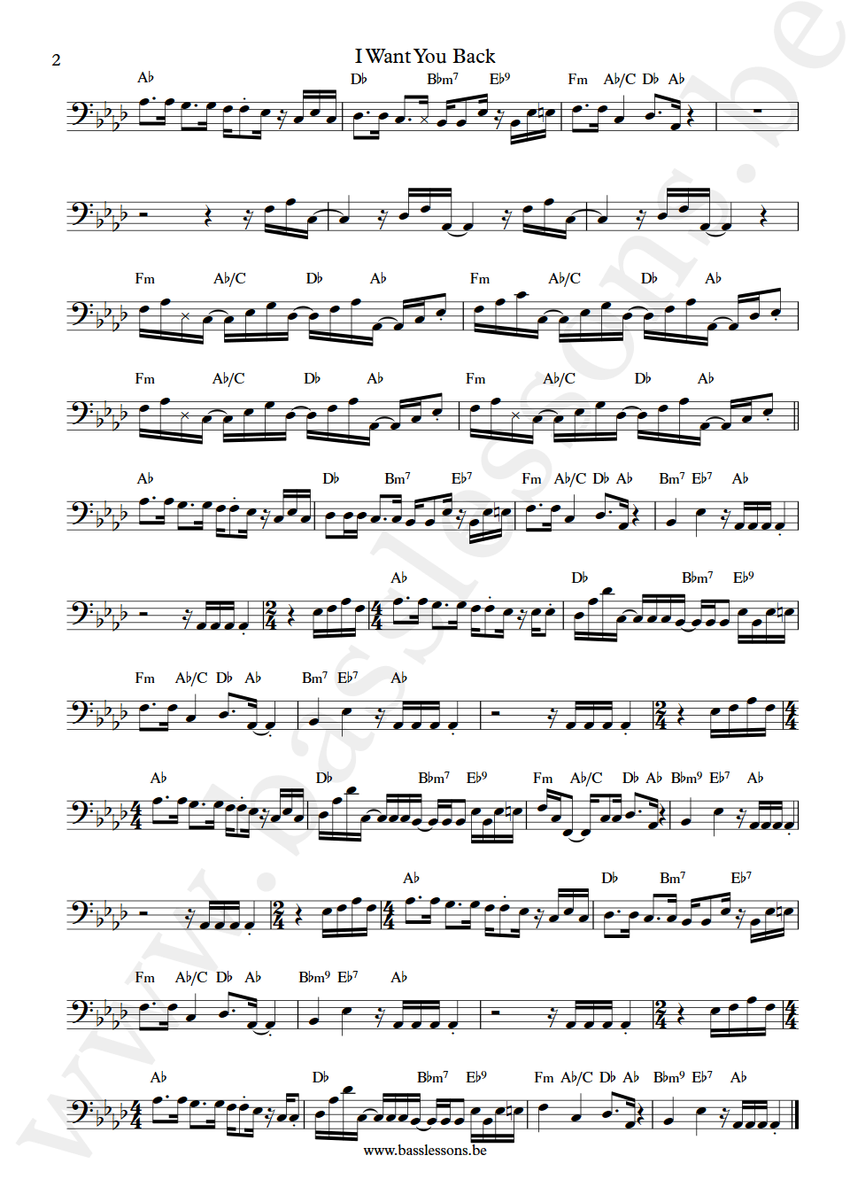 The Jackson 5 I want you back Wilton Felder bass transcription part 2