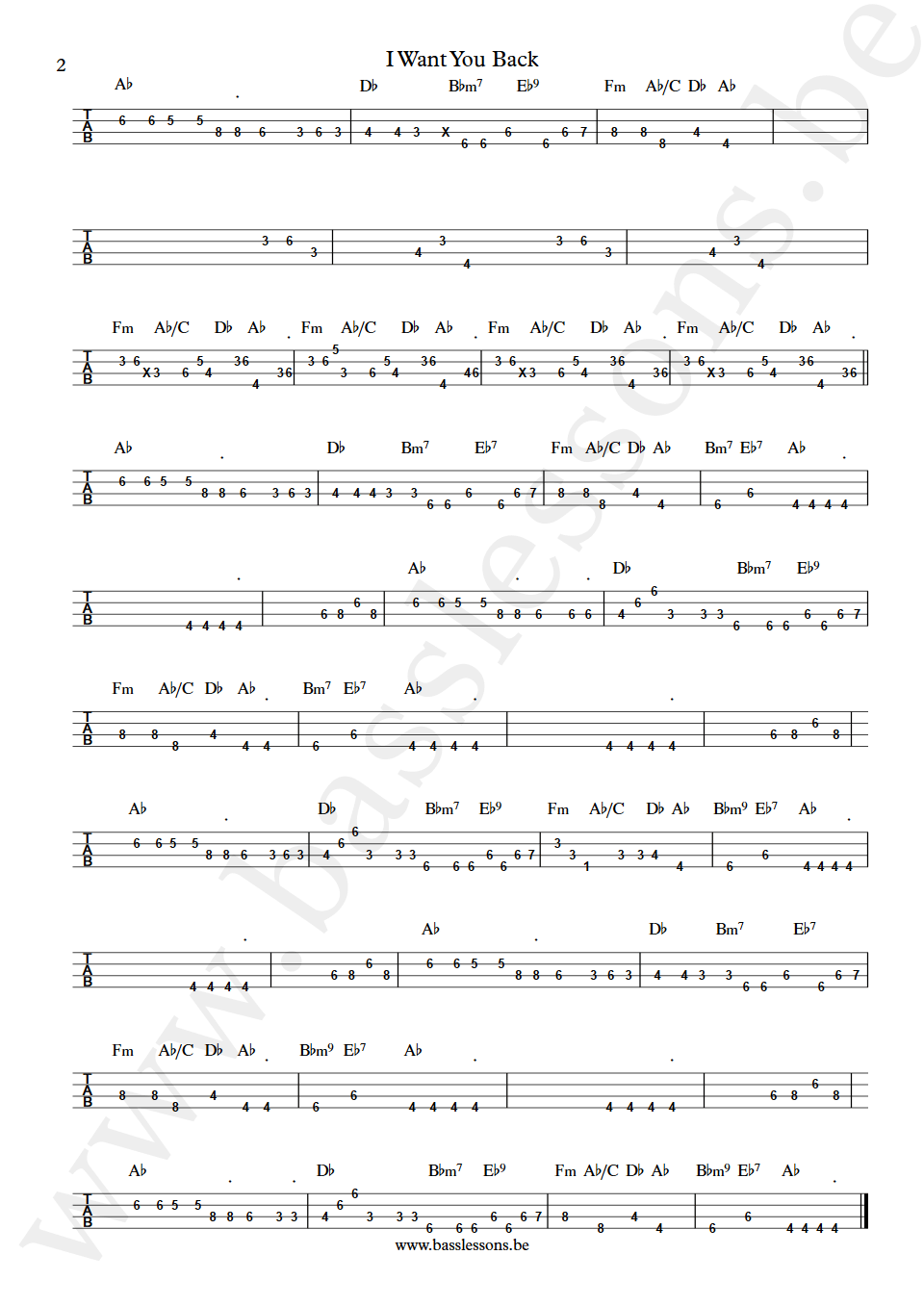 The Jackson 5 I want you back Wilton Felder bass tab part 2